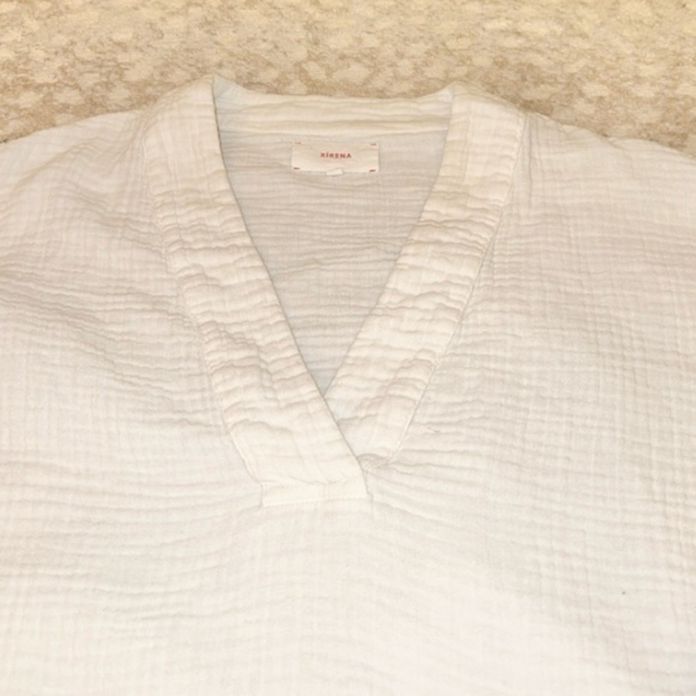 Xirena Avery White Cotton Gauze‎ Short Sleeve Casual Top - Picture 5 of 14